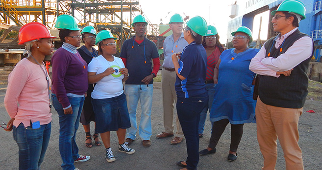 Maritime Teachers Training Workshop participants during their visit to the shipyard.