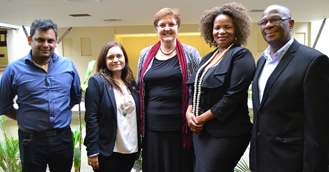 From left: Mr Vishal Surbun, Ms Tamylyn Mackenzie, Professor Marita Carnelley, Ms Joy Ndlovu and Mr Bheki Chili.