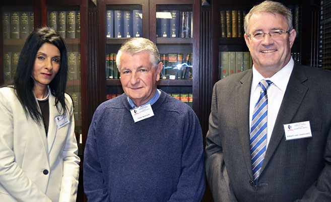 From left: Professor Managay Reddi, Dean and Head of the UKZN School of Law; Mr Peter Besnard, CEO of South African Association of Ships Operators and Agents; and Dr Albert van Jaarsveld, UKZN Vice-Chancellor and Principal.
